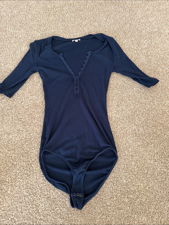 Splendid Tops - Splendid Navy Long Sleeve Henley Bodysuit